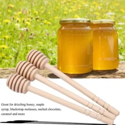 Honungsburkar-24 st trä honungsdroppar omrörningsstav sylt sirap drizzler stick servering köksredskap prylar (#2)