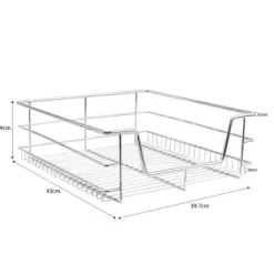 6 st Utdragbara Trådkorgar i Rostfritt Stål - 50 cm (B) med Mjuk Stängning För Skåp och Skafferier Kökslådor Förvaring 430 mm D x 397 mm B x 140 mm H | CDON