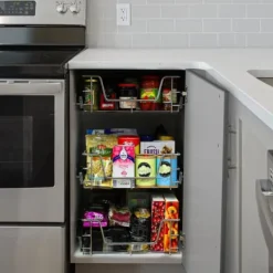 2 st Utdragbara Trådkorgar i Rostfritt Stål - 40 cm (B) med Mjuk Stängning För Skåp och Skafferier Kökslådor Förvaring 430 mm D x 297 mm B x 140 mm H | CDON