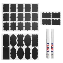 Tillbehör Till Matförvaring-220 st vattentäta svarta tavlor med etiketter för blomkrukor och 2 st pennor (beJ-typ)