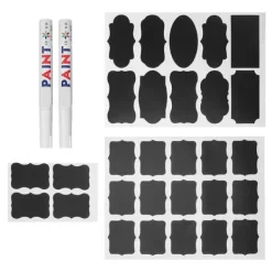 Tillbehör Till Matförvaring-220 st vattentäta svarta tavlor med etiketter för blomkrukor och 2 st pennor (beJ-typ)