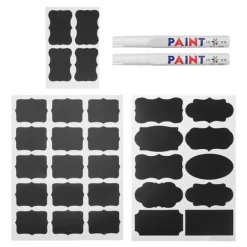 Tillbehör Till Matförvaring-220 st vattentäta svarta tavlor med etiketter för blomkrukor och 2 st pennor (beJ-typ)