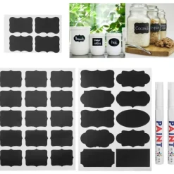 Tillbehör Till Matförvaring-220 st vattentäta svarta tavlor med etiketter för blomkrukor och 2 st pennor (beJ-typ)