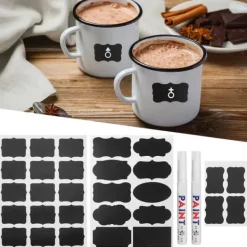 Tillbehör Till Matförvaring-220 st vattentäta svarta tavlor med etiketter för blomkrukor och 2 st pennor (beJ-typ)