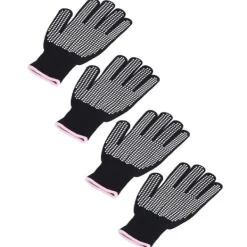 Grytlappar & Grillvantar-4 st Värmebeständiga handskar Högtemperaturbeständiga anti skållningsvantar med silikonknölar Vit silikon rosa kant