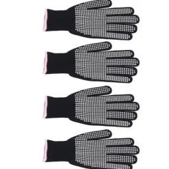 Grytlappar & Grillvantar-4 st Värmebeständiga handskar Högtemperaturbeständiga anti skållningsvantar med silikonknölar Vit silikon rosa kant
