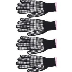 Grytlappar & Grillvantar-4 st Värmebeständiga handskar Högtemperaturbeständiga anti skållningsvantar med silikonknölar Vit silikon rosa kant