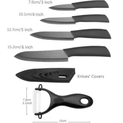 Köksknivar-5 st/set Keramisk kniv, köksknivset Kockknivar för att skära frukt grönsaker kött svart