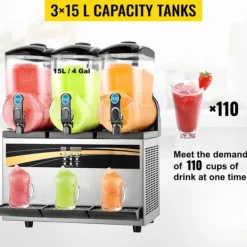 3 x 15L 800W slushmaskin, fryst dryckesmaskin med intelligent kontrollpanel, effektiv kylning, robust och hållbar