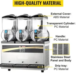 3 x 15L 800W slushmaskin, fryst dryckesmaskin med intelligent kontrollpanel, effektiv kylning, robust och hållbar