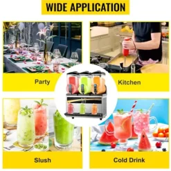 3 x 15L 800W slushmaskin, fryst dryckesmaskin med intelligent kontrollpanel, effektiv kylning, robust och hållbar