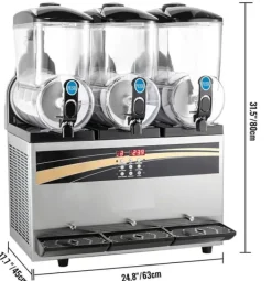 3 x 15L 800W slushmaskin, fryst dryckesmaskin med intelligent kontrollpanel, effektiv kylning, robust och hållbar