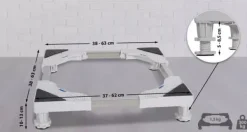 Adjustable Washing Machine Base Stand with Wheels - White Plastic & Steel Tube Rack, 300KG Capacity - Universal Fit for Dryers, Refrigerators