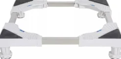Adjustable Washing Machine Base Stand with Wheels - White Plastic & Steel Tube Rack, 300KG Capacity - Universal Fit for Dryers, Refrigerators