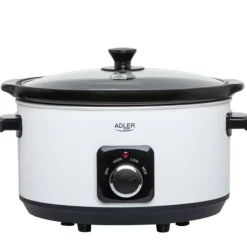 Adler Slow Cooker - Avtagbar keramisk holländsk ugn - 5,8L - Värmebeständiga bärhandtag