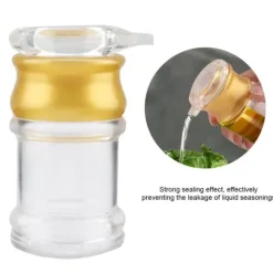 Akryl transparent och guldfärgad oljeflaska flytande kryddkanna sojasås vinägerkanna kök (M)