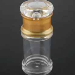Akryl transparent och guldfärgad oljeflaska flytande kryddkanna sojasås vinägerkanna kök (M)