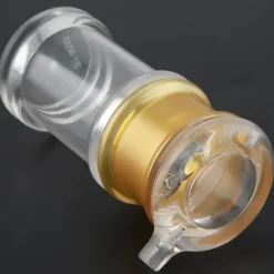 Akryl transparent och guldfärgad oljeflaska flytande kryddkanna sojasås vinägerkanna kök (M)