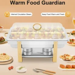 Tillbehör För Matservering-Allt-i-ett Chafing Dish För Buffé - Matvarmare - Rostfritt Stål - Med Lock - Justerbar Värmekontroll - Svart