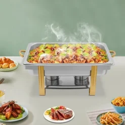 Tillbehör För Matservering-Allt-i-ett Chafing Dish För Buffé - Matvarmare - Rostfritt Stål - Med Lock - Justerbar Värmekontroll - Svart