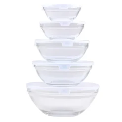 Tallrikar & Bordsserviser-Alpina Glasskålar med lock 5-pack