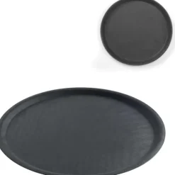 Serveringsfat & Skålar-Anti-halk servisbricka, rund, diameter. 40cm - svart