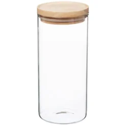 Förvaringsburkar-Atmosphera glas- och träförvaringsburkar med lufttätt lock - 1,3 liters lufttät burk