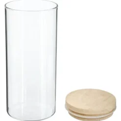 Förvaringsburkar-Atmosphera glas- och träförvaringsburkar med lufttätt lock - 1,3 liters lufttät burk