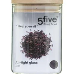 Förvaringsburkar-Atmosphera glas- och träförvaringsburkar med lufttätt lock - 0,6 liters lufttät burk