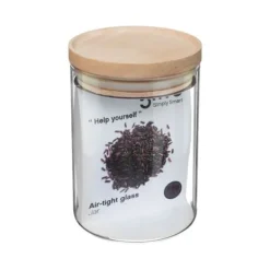 Förvaringsburkar-Atmosphera glas- och träförvaringsburkar med lufttätt lock - 0,6 liters lufttät burk
