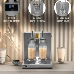 Automatisk Bubble Tea-shaker & 2 700 ml Shakermuggar Rostfritt Stål 350 ml - 1000 ml Timer 6 - 120 Sekunder Dryckblandare Bubble Boba Milk Cocktail