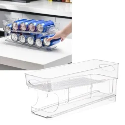 Automatisk dubbellagers transparent läskburkorganisator för kylskåp