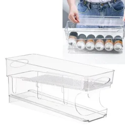 Automatisk dubbellagers transparent läskburkorganisator för kylskåp