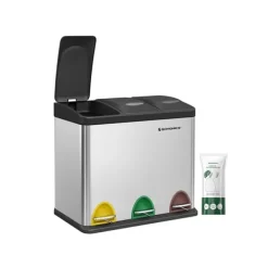 Källsorteringskärl-Avfallsavskiljare 24 liter (3 x 8 l), 46,5 x 40,5 x 29,5 cm (B x H x D) - Innermått hinken: 23 x 35 x 14 cm