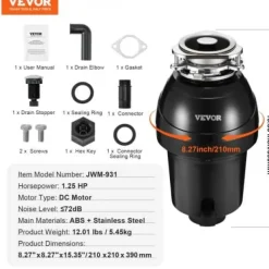 Avfallskvarnar-Avfallskvarn, 21x21x39 cm, matavfallskvarn