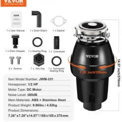 Avfallskvarnar-Avfallskvarn, 18.5x18.5x37 cm, rostfritt stål