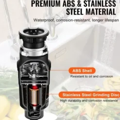 Avfallskvarn, 15x15x33,5 cm, Rostfritt stål