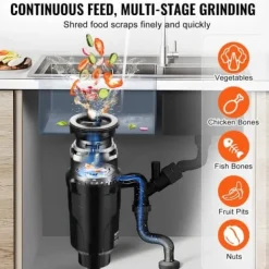 Avfallskvarn, 15x15x33,5 cm, Rostfritt stål