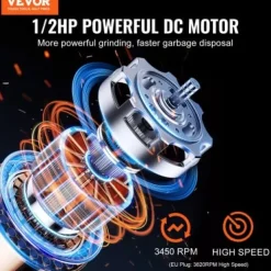 Avfallskvarn, 15x15x33,5 cm, Rostfritt stål