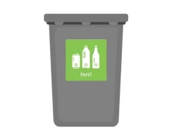 Avfallspiktogramskylt PANT 12x12 cm, aluminium, grön/vit