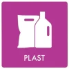 Tillbehör Till Avfallshantering-Avfallspiktogramskylt PLAST 12x12 cm, aluminium, lila/vit