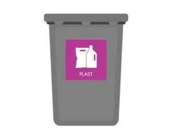Tillbehör Till Avfallshantering-Avfallspiktogramskylt PLAST 12x12 cm, aluminium, lila/vit