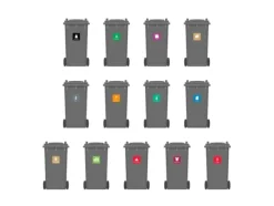 Tillbehör Till Avfallshantering-Avfallspiktogramskylt PLAST 12x12 cm, aluminium, lila/vit