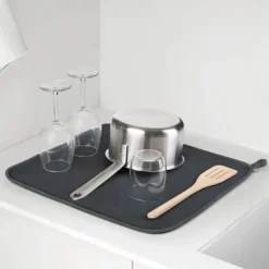 Mattor & Galler Till Diskhoar-Avlastningsmatta - RAYEN - I Mikrofiber - 40x46cm - Mörkgrå