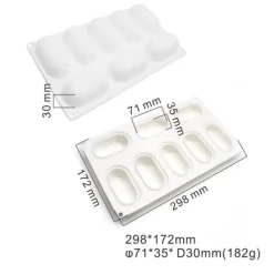 Bakning-Avlånga 8 st Mousseform Pillow | Silikonform