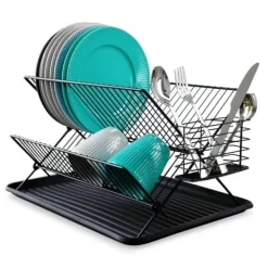 Diskställ & Torkställ-Avloppskärl för tallrikar, bestick, tallrikar, tvåplan, tvåplan, stående