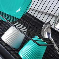 Diskställ & Torkställ-Avloppskärl för tallrikar, bestick, tallrikar, tvåplan, tvåplan, stående