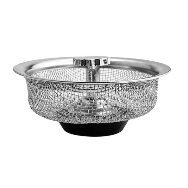 Durkslag & Silar-Avloppssil diskbänkssil med plugg med handtag rostfritt stål Silver 1-pack