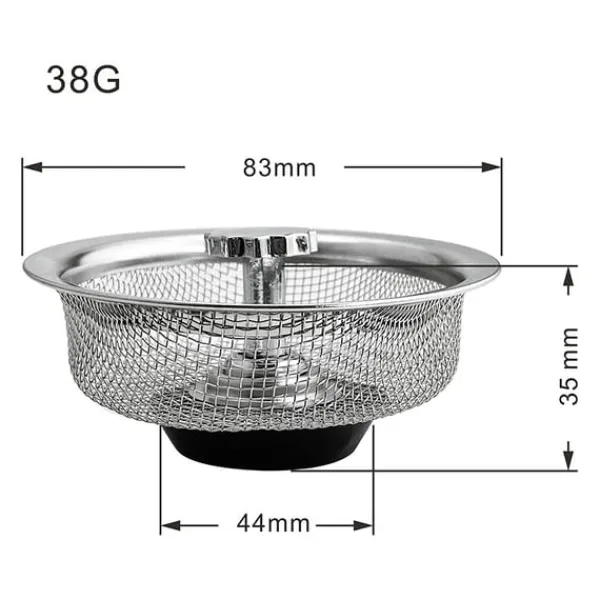 Durkslag & Silar-Avloppssil diskbänkssil med plugg med handtag rostfritt stål Silver 1-pack