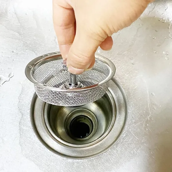 Durkslag & Silar-Avloppssil diskbänkssil med plugg med handtag rostfritt stål Silver 1-pack
